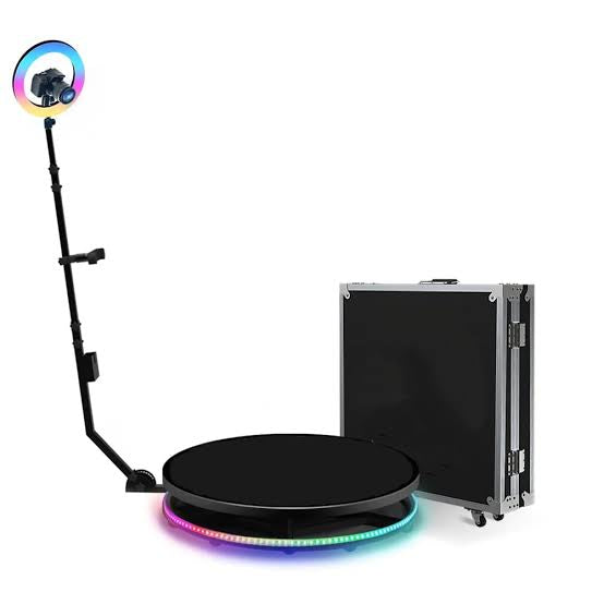 360 Metal Automatic Photo Booth (100 cm) Ring light, Flight case &Props