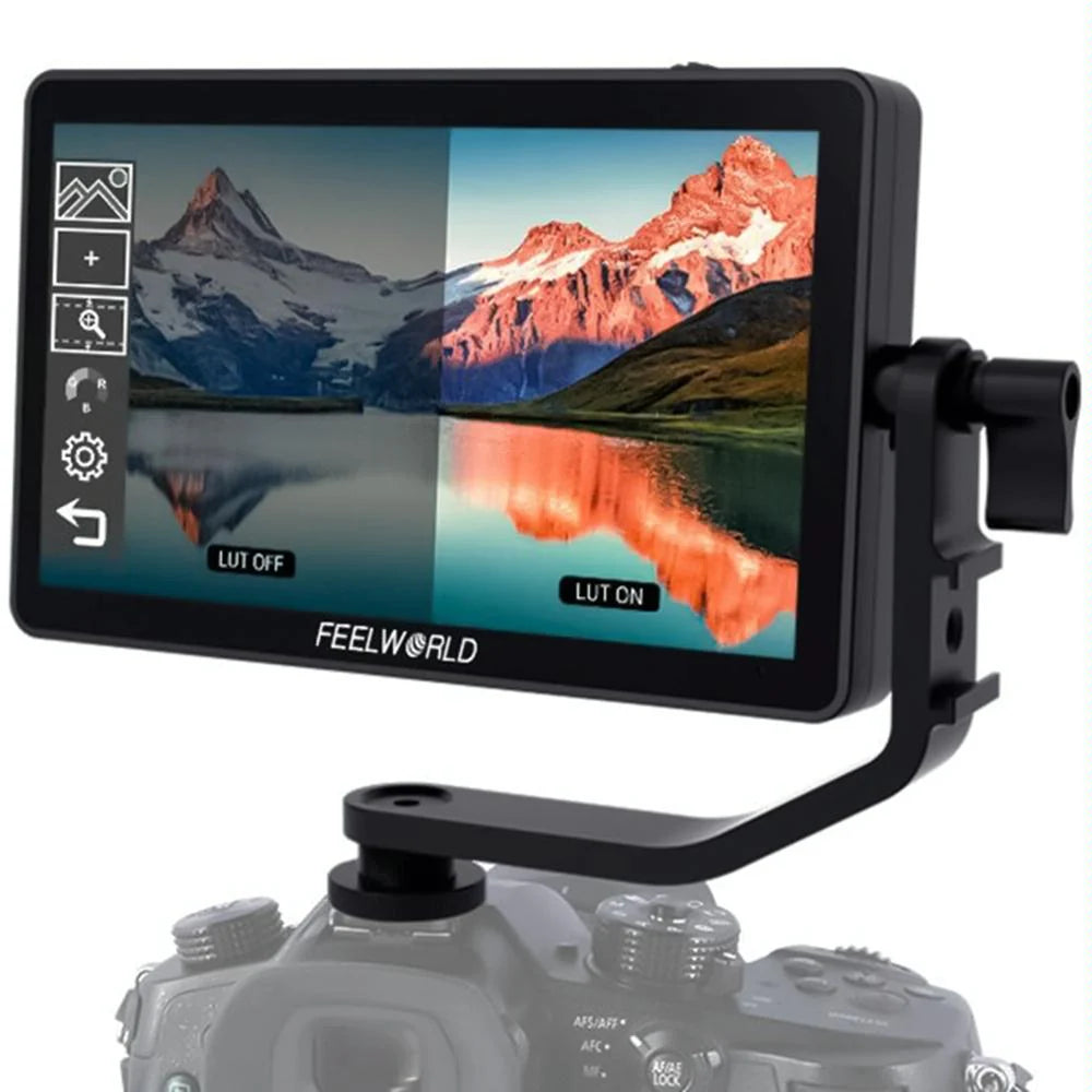 FEELWORLD F6 Plus V2 6 Inch 3D LUT Touch Screen DSLR Camera Field Monitor, IPS FHD1920x1080 4K HDMI Input & Output, With Tilt Arm