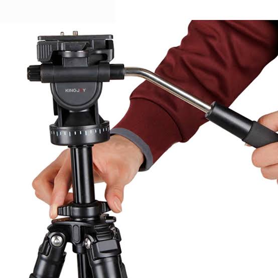 Kingjoy VT-1200 lightweight professional video tripod & VT-1510 fluid drag pan head-3 section, 61in, 4lbs
