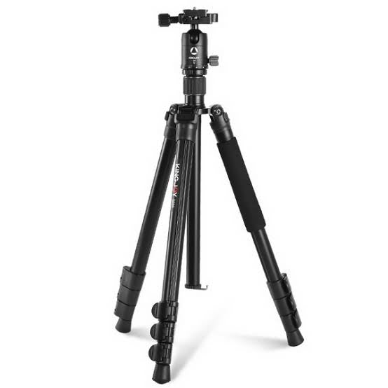 Kingjoy G555 compact aluminum tripod with G0 ball head-4 section, 61in, 3lbs, legs reverse fold, flip lock