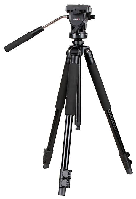 Kingjoy VT-1200 lightweight professional video tripod & VT-1510 fluid drag pan head-3 section, 61in, 4lbs