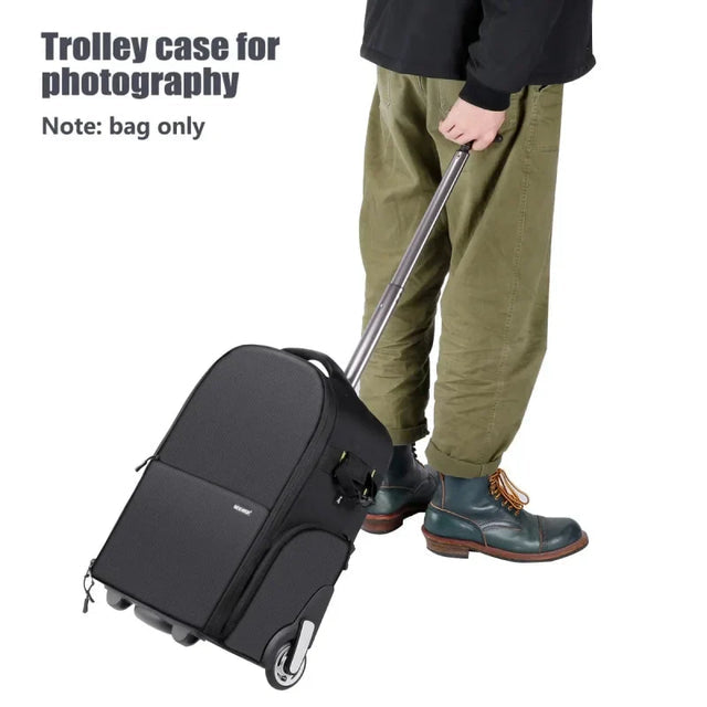Neewer 2-in-1 Trolley Wheeled Camera Backpack Bag Yellow