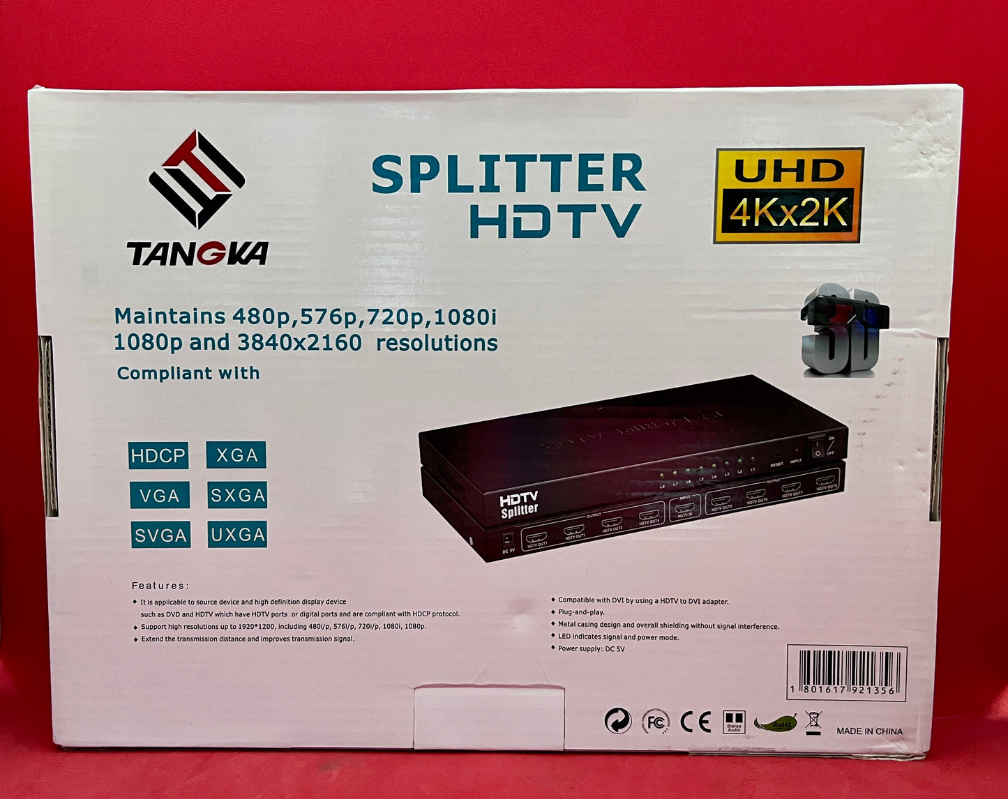 1 in 8 Out HDMI/HDTV Splitte r- Support 4Kx2K Ultra HD&3D