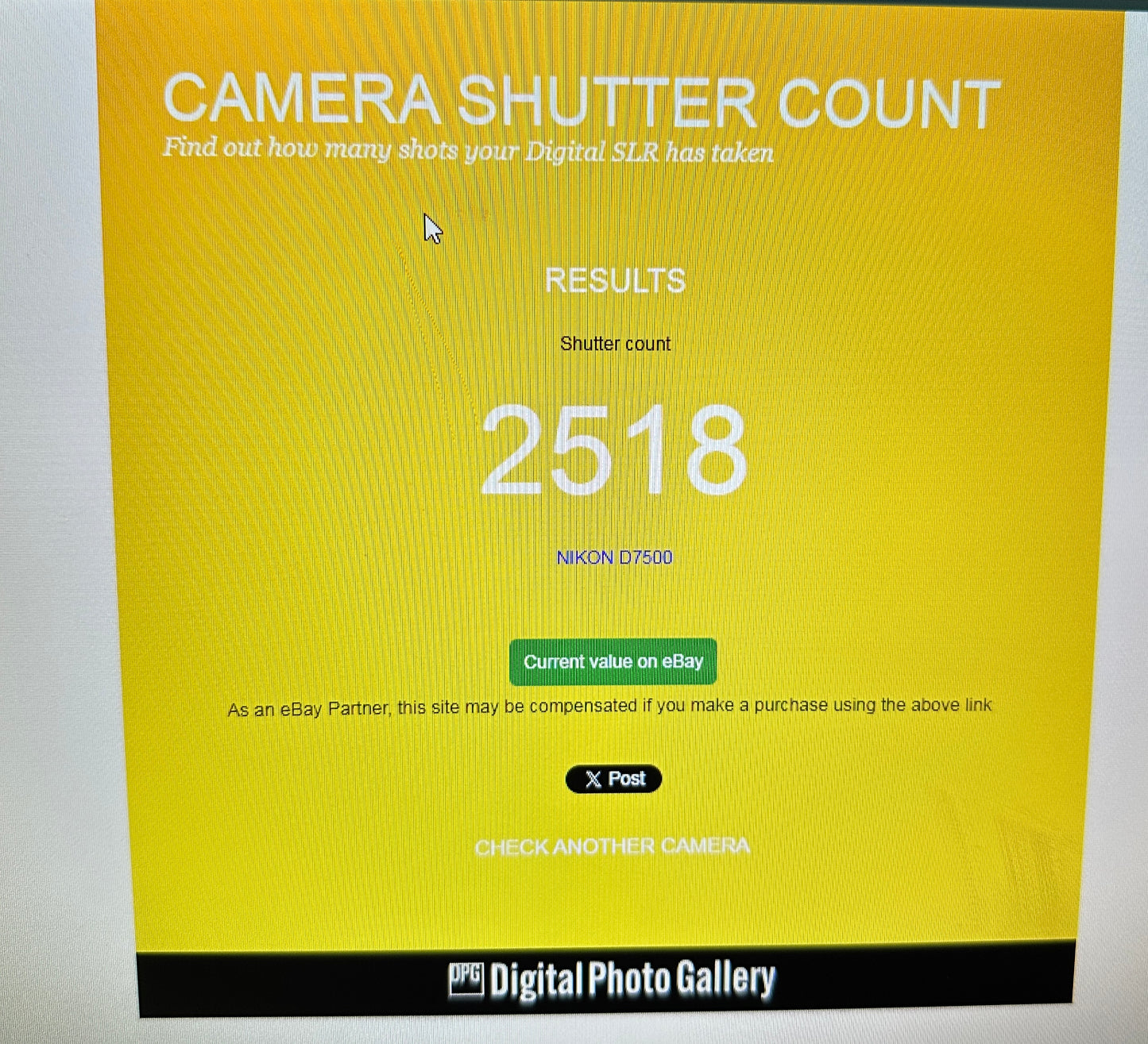 Nikon D7500 DSLR Camera Body (used)