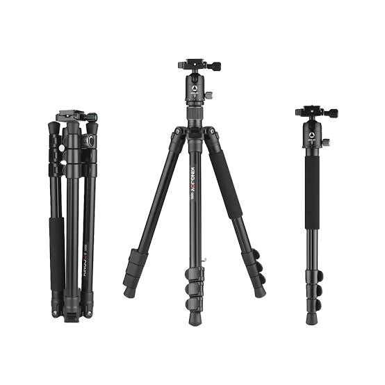 Kingjoy G555 compact aluminum tripod with G0 ball head-4 section, 61in, 3lbs, legs reverse fold, flip lock