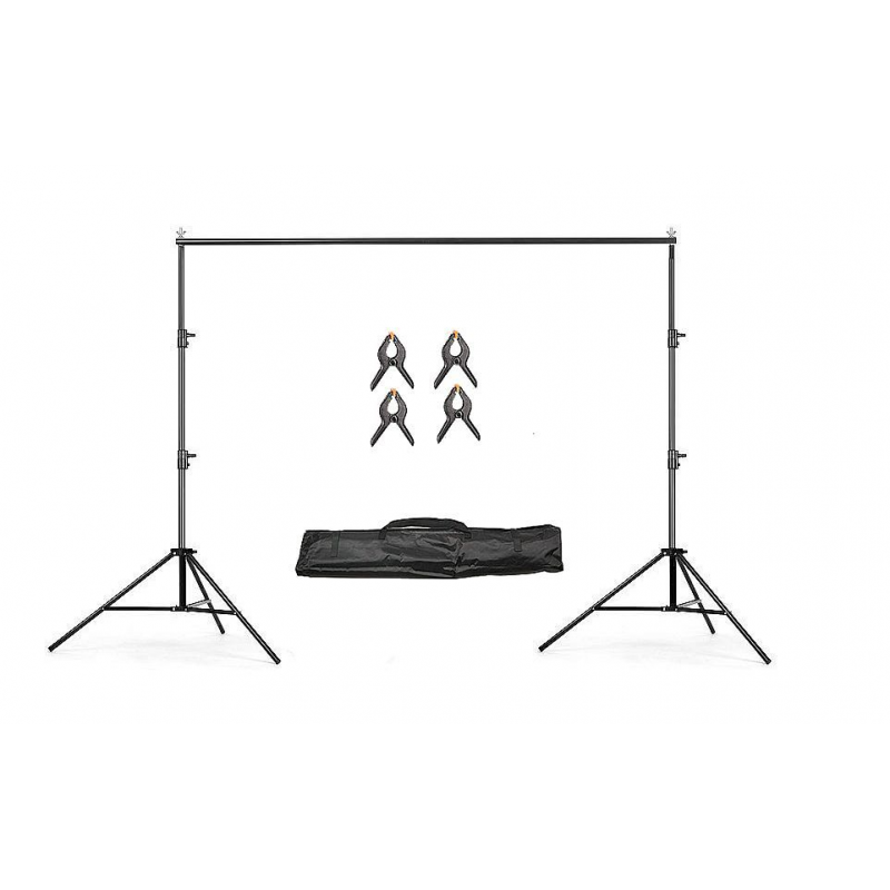 PVC Black and White Studio Backdrop 6x3 meter + full set of heavy duty backpdrop stand