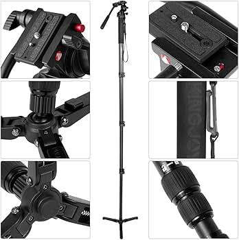Kingjoy MP4008 Monopod Kit with KH-6750 Video Tilter and Stand Spider - Aluminium Monopod Tripod Max. Height 166.5 cm / 30 kg Load / 1 kg Net Weight