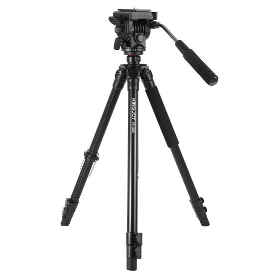 Kingjoy VT-1200 lightweight professional video tripod & VT-1510 fluid drag pan head-3 section, 61in, 4lbs