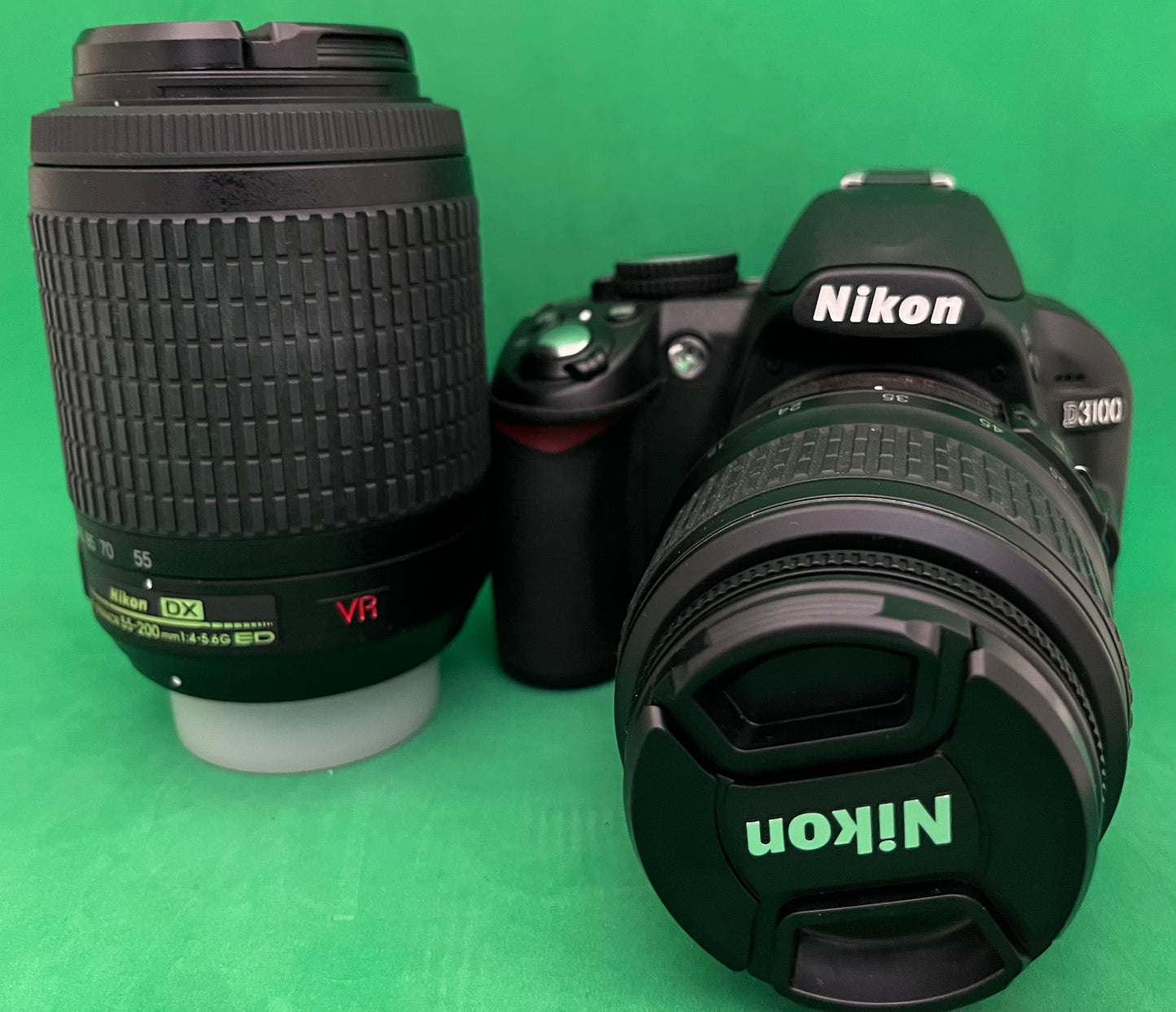 NIKON D3100 + 2 lenses 18-55mm & 55-200mm DIGITAL SLR CAMERA ( used)