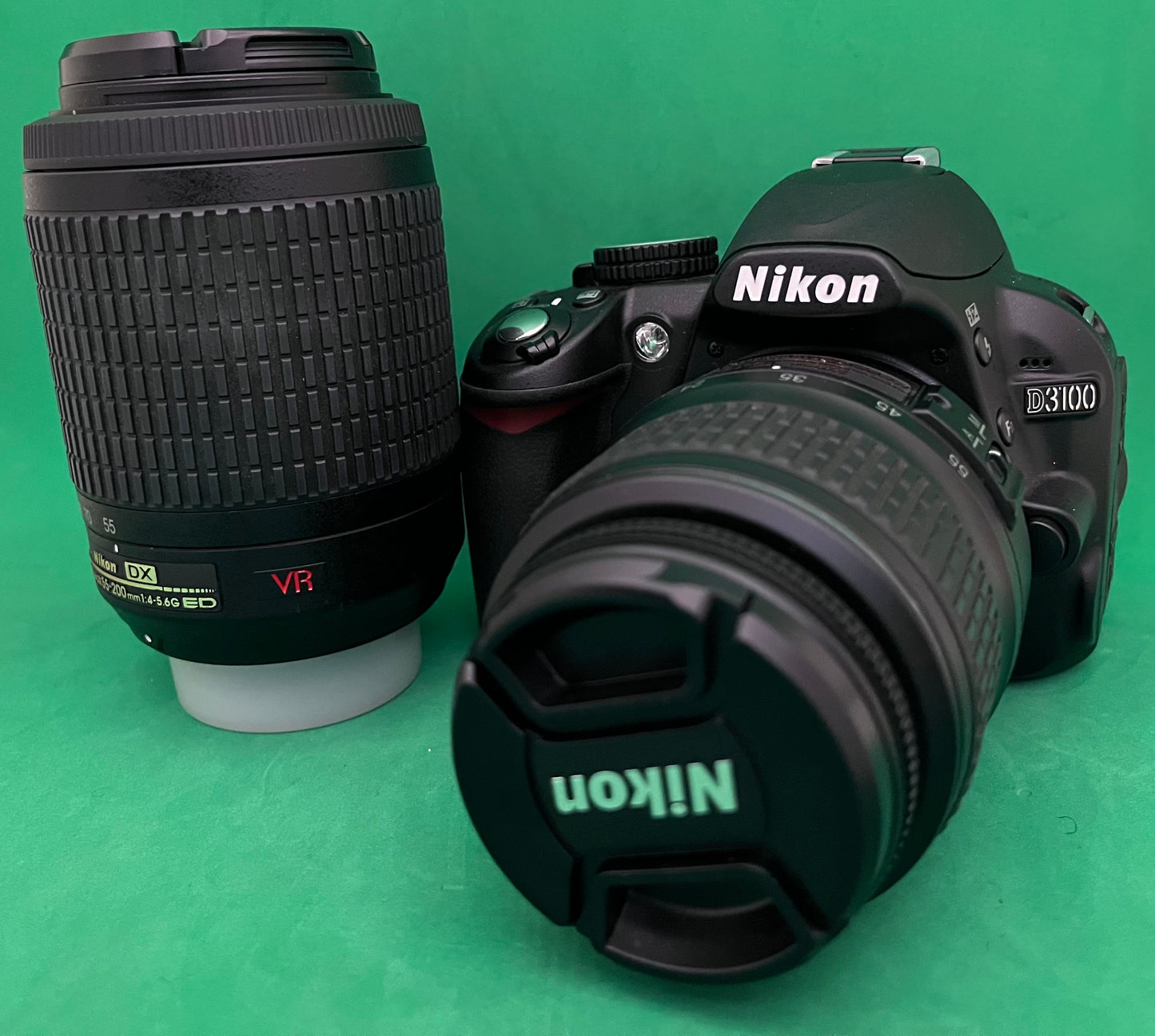 NIKON D3100 + 2 lenses 18-55mm & 55-200mm DIGITAL SLR CAMERA ( used)