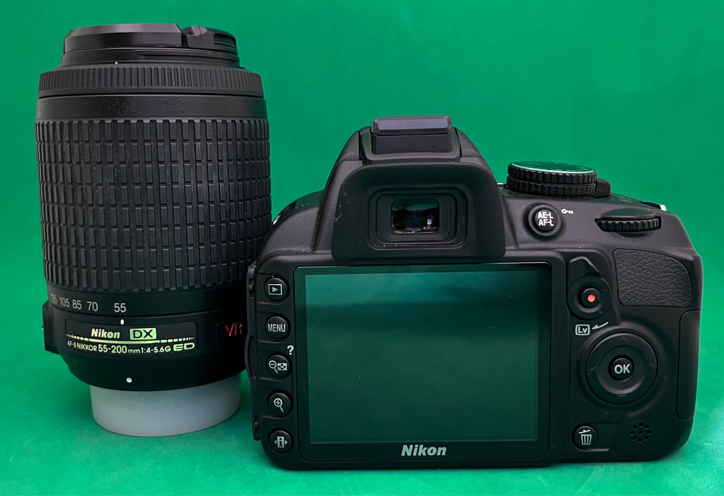 NIKON D3100 + 2 lenses 18-55mm & 55-200mm DIGITAL SLR CAMERA ( used)