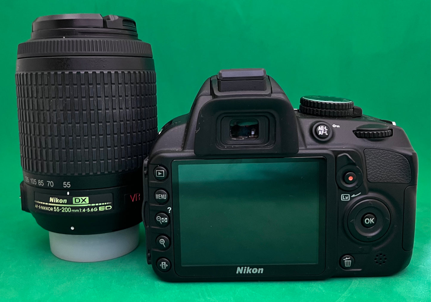 NIKON D3100 + 2 lenses 18-55mm & 55-200mm DIGITAL SLR CAMERA ( used)
