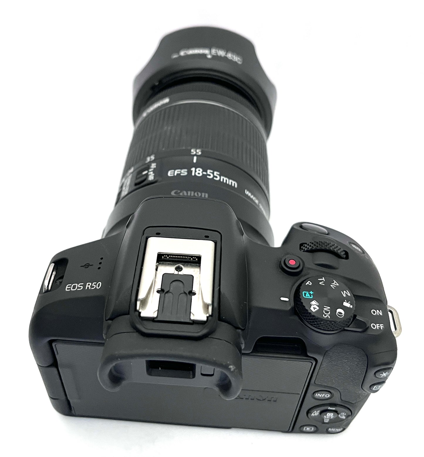 Canon EOS R50 Mirrorless Digital Camera with EF-S 18-55mm STM Lens with EF-EOS R mount adapter (used)
