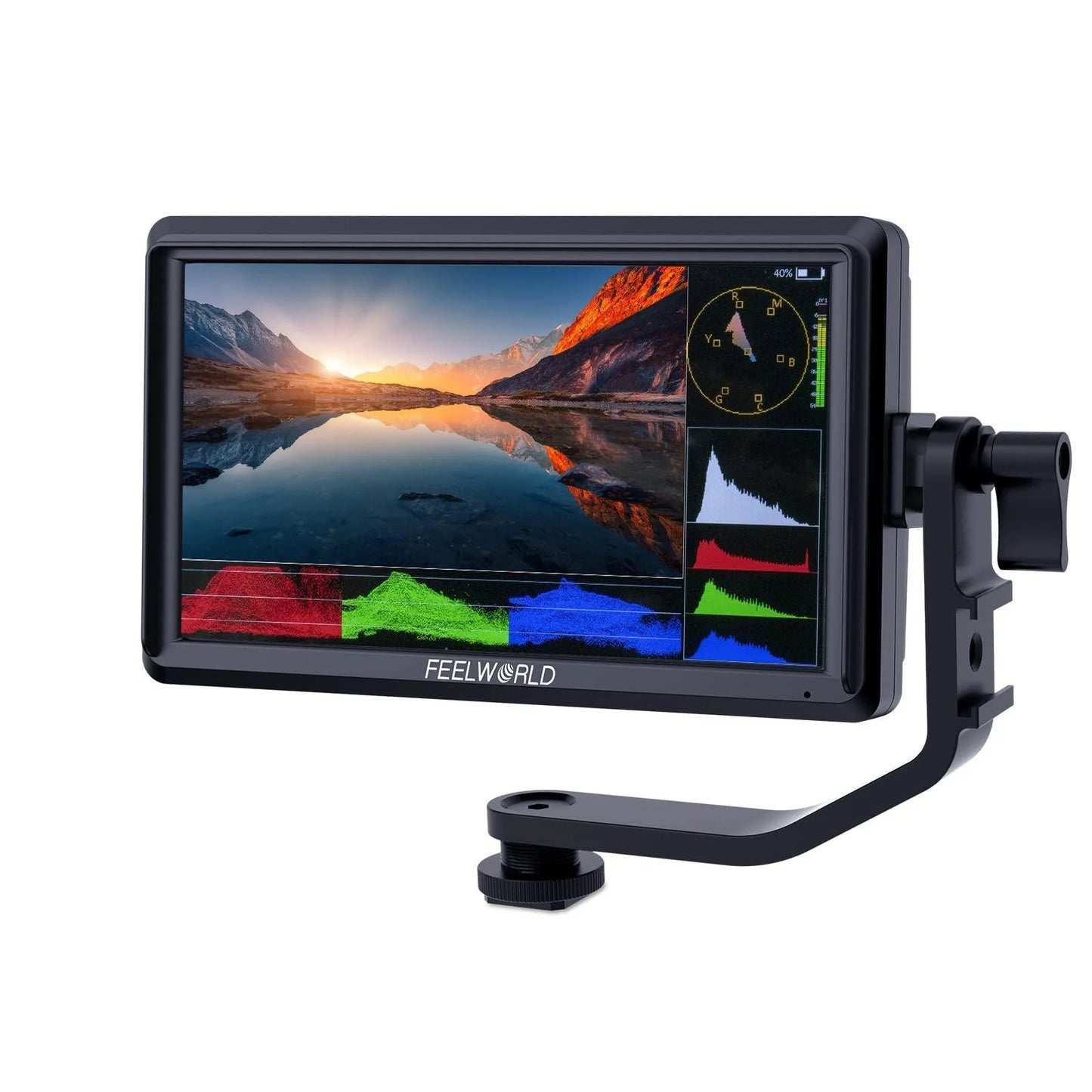 FEELWORLD FW568S 6 Inch On-Camera Monitor FHD IPS 3G-SDI 4K HDMI F970 External Power And Install Kit (Black)