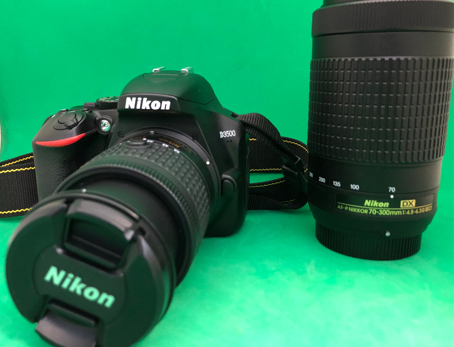 Nikon D3500 + w/AF-P 18-55mm VR Lens & 70-300mm Dual Zoom Lens (pre-owned)
