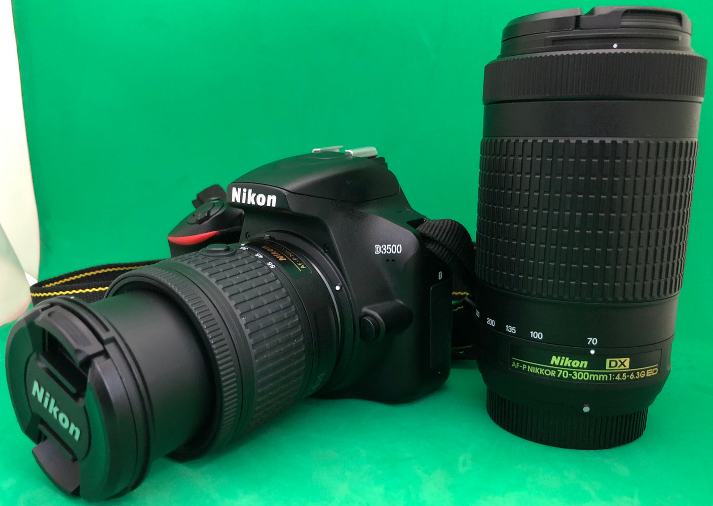 Nikon D3500 + w/AF-P 18-55mm VR Lens & 70-300mm Dual Zoom Lens (pre-owned)