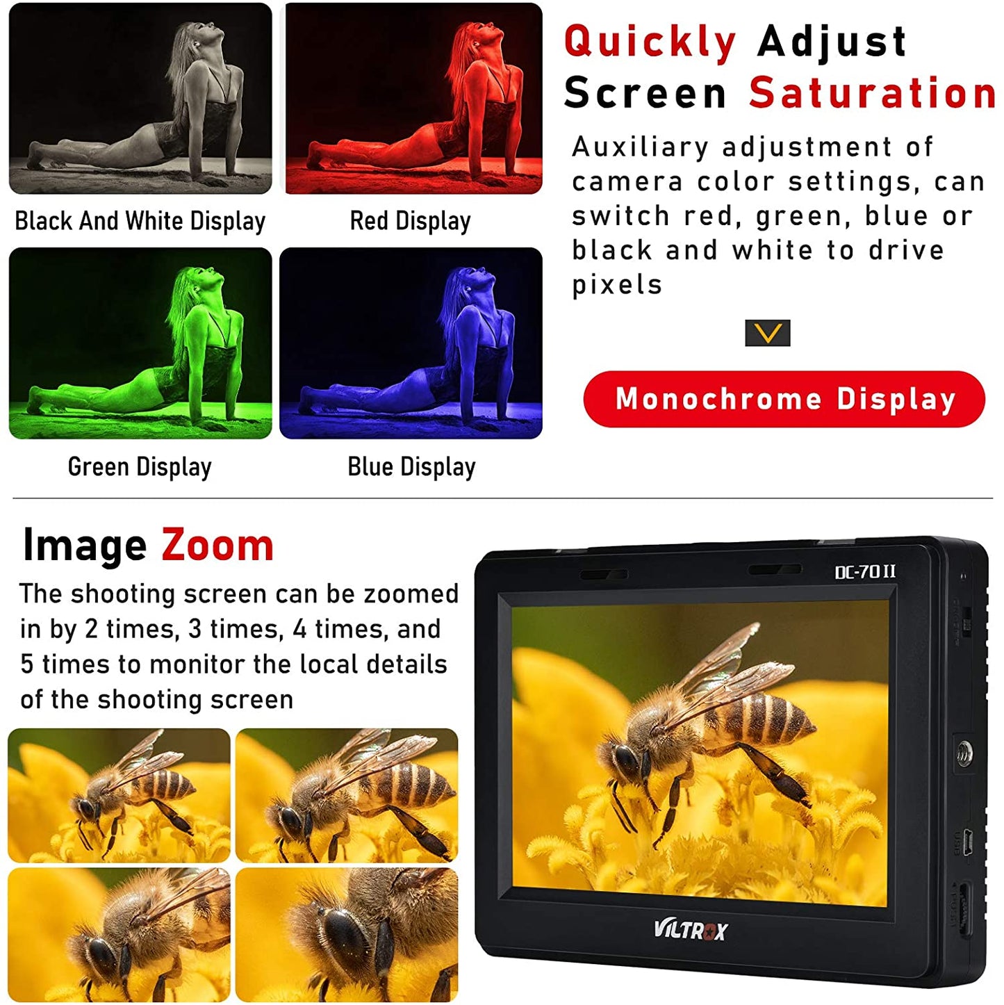 VILTORX¬ DC-70 II 7 Inch 4K Camera Monitor