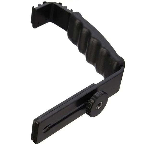 Universal Grip L Bracket with 2 Side Hot Shoe Mount Video Light Flash DSLR Holder Camcorder (Accessories)