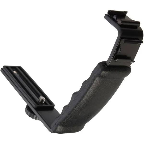 Universal Grip L Bracket with 2 Side Hot Shoe Mount Video Light Flash DSLR Holder Camcorder (Accessories)