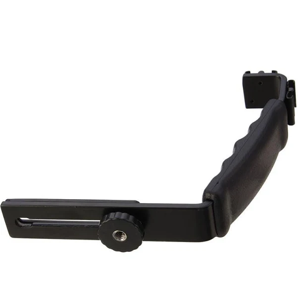 Universal Grip L Bracket with 2 Side Hot Shoe Mount Video Light Flash DSLR Holder Camcorder (Accessories)