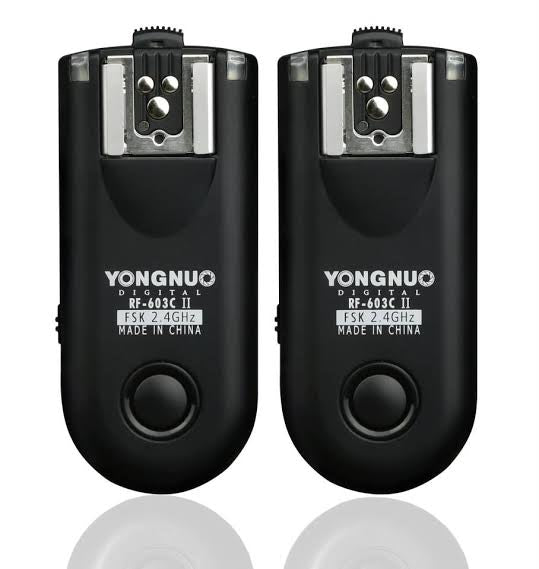 2 PCS YONGNUO RF603C II FSK 2.4GHz Wireless Flash Trigger for Canon. with C1 Shutter Connecting Cable