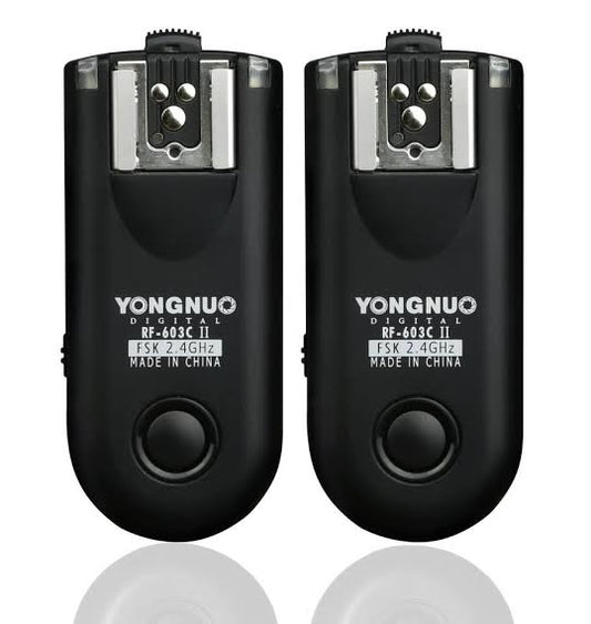 2 PCS YONGNUO RF603C II FSK 2.4GHz Wireless Flash Trigger for Canon. with C1 Shutter Connecting Cable