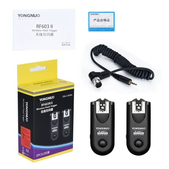 2 PCS YONGNUO RF603N II FSK 2.4GHz Wireless Flash Trigger for Nikon.  with N1 Shutter Connecting Cable