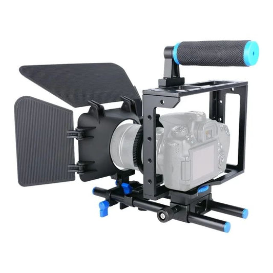 DSLR Rig Camera Cage Kit with Matte Box and Follow Focus