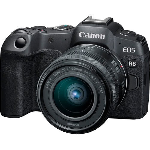 CANON EOS R8 MIRRORLESS  WITH RF 24-50MM F/4.5-6.3 IS STM LENS (used)
