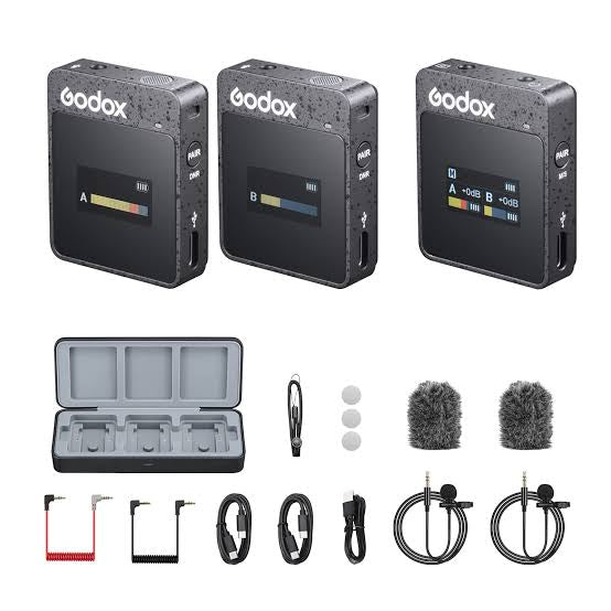 Godox MoveLink M2 Compact 2-Person Digital Wireless Microphone System for Cameras & Smartphones with 3.5mm (2.4 GHz)