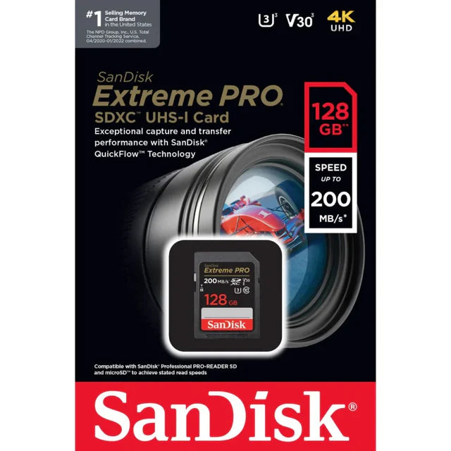 SanDisk Extreme PRO 128GB SDHX SD Memory Card 200MB/s