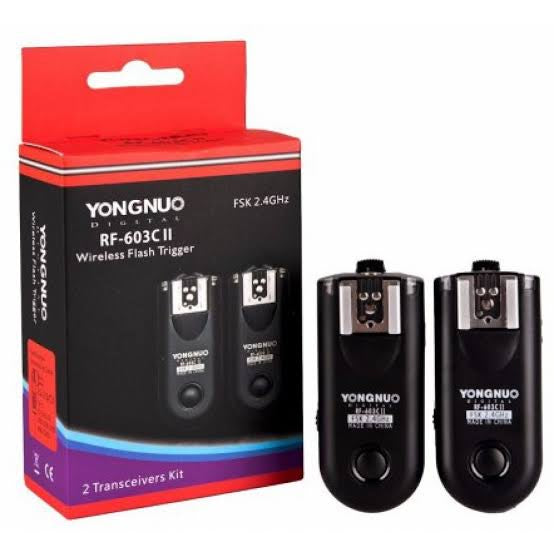 2 PCS YONGNUO RF603C II FSK 2.4GHz Wireless Flash Trigger for Canon. with C1 Shutter Connecting Cable