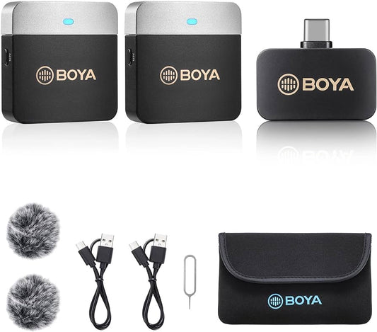 BOYA Wireless Lavalier Microphone for Android Phone Plug Play USB-C Lapel Microphone Noise Cancellation Cordless Clip on Mic for Video Recording Interview YouTube Vlogging Live Streaming BY-M1V4