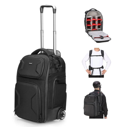 Neewer PB027 2-In-1 Pull Bar Rolling Camera Backpack Bag