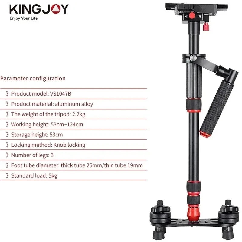 KINGJOY VS1047B PROFESSIONAL 110 CM HANDHELD DSLR VIDEO CAMERA STABILIZER WITH QUICK RELEASE PLATE 1/4-INCH AND 3/8-INCH SCREWS