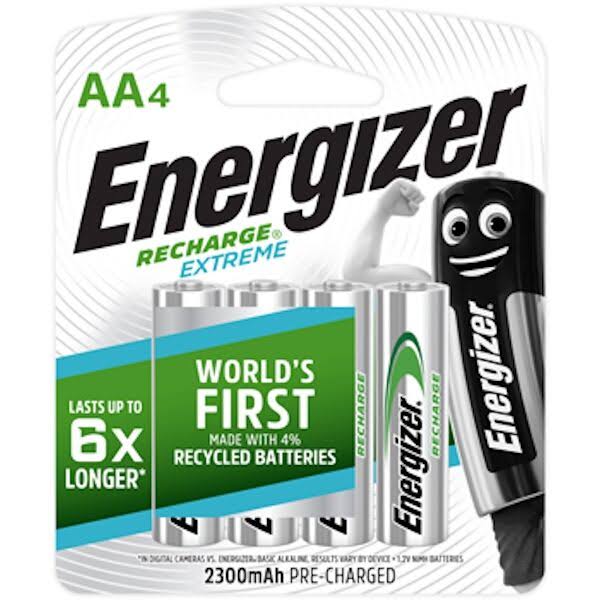 Energizer Recharge Universal AA Rechargeable Batteries 4 Pack